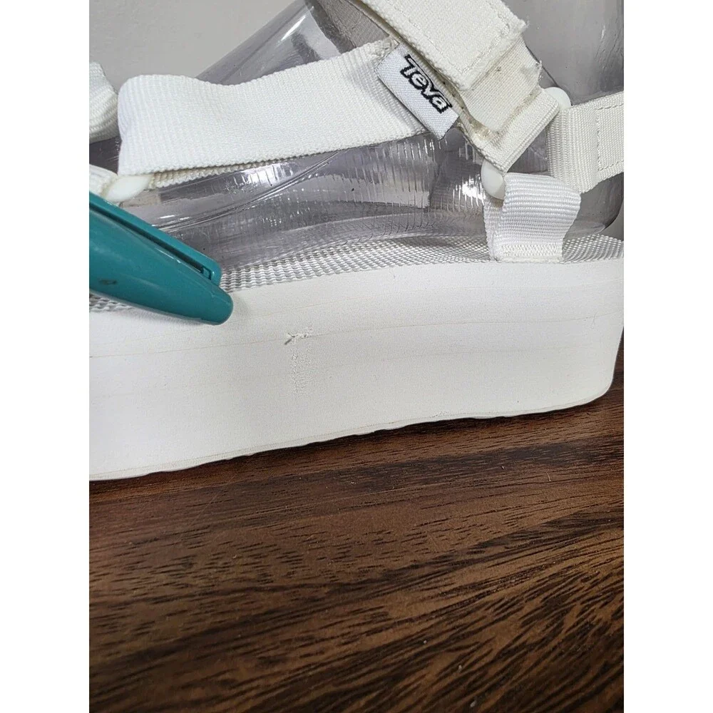 Teva Flatform Universal White Chunky Platform Sandals Size 8
